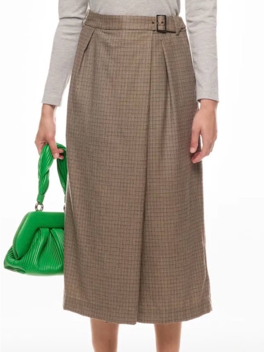 Tibi - Thomas Menswear Check Wrap Culotte Skirt Brown Plaid